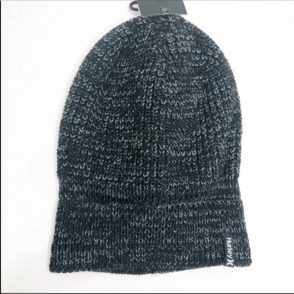Hurley Unisex Max Cuff Slouchy 2.0 Knit Black Gray Beanie Winter Space Dye - Picture 3 of 11